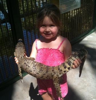 Little girl with little croc